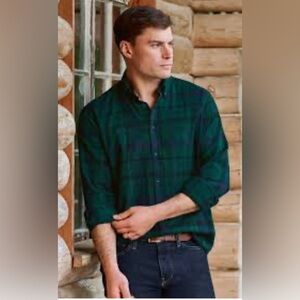 NWT Men's Casbah Vintage Green & Blue Tartan Plaid Button-Up Shirt Size XL